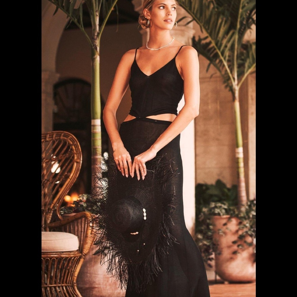 DEVON WINDSOR Black Cutout Swim Coverup Maxi